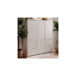 Calicosy - buffet haut 3 portes 4 tiroirs 116x40x131 cm blanc - mitz