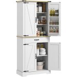 Homcom - buffet haut 4 portes 3 �tag�res 6 �tag�res de porte tiroir - dim. 76l x 40l x 181h cm - blanc ...