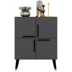 Buffet haut 4 portes opal 70cm noir et anthracite