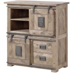 Buffet haut en bois de manguier 90x45x100, vernis beige, railway 3005