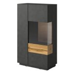 Meublorama - buffet haut collection kiles deux portes. coloris gris anthracite et chêne. porte vitrée ... Meublorama - buffet haut collection kiles deux portes. coloris gris anthracite et chêne. porte vitrée ...