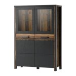 Meublorama - buffet haut collection windsor. coloris gris anthracite et ch�ne fonc�.