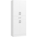 Homcom - buffet haut de cuisine blanc mat style contemporain - 4 portes, 2 �tag�res r�glables, tiroir ...
