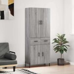 Buffet haut, enfilade, armoire de cuisine sonoma gris 69, 5x34x180 cm bois d'ing�nierie qwe93750 design ...
