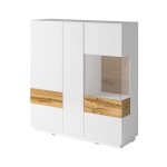 Meublorama - buffet haut kiles trois portes. coloris blanc et chne. style design