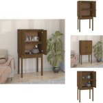 Buffet haut marron miel 60x40x120 cm bois massif de pin - buffet en bois - meuble de rangement - armoire ...