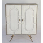 Buffet haut meuble de rangement en bois de manguier coloris blanc et métal - longueur 93 x hauteur 114 ... Buffet haut meuble de rangement en bois de manguier coloris blanc et métal - longueur 93 x hauteur 114 ...