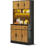 Buffet haut, buffet salon, buffet led avec tiroirs, �tag�res r�glables, trous de gestion des c�bles et ...