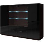 Buffet haut tonga 187. 6x134x43. 5 cm avec 4 portes, 2 tiroirs et led, coloris weng