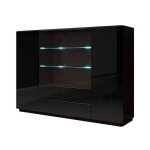 Buffet haut tonga 187. 6x134x43. 5 cm avec 4 portes, 2 tiroirs et led, coloris weng�