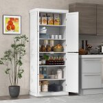 Goplus buffet haute vaisselier cuisine 76x40x184, 5cmavec 4 portes et 6 �tag�res r�glables - armoire ...