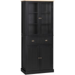 Buffet - homcom - 4 portes dont 2 portes vitr�es et 1 tiroir �tag�res r�glables - mdf - 76x40x182. 5cm ...