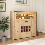 Buffet led - armoire  vin avec 2 portes tagre en verre et support pour vin pour salon salle  manger ...