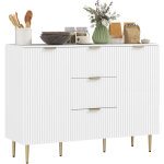 Buffet meuble cuisine rangement avec 3 tiroirs, �tag�res r�glables, placards � portes cannel�es, 120 ...
