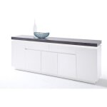 Buffet, meuble de rangement en bois coloris blanc, gris béton - longueur 200 x hauteur 80 x profondeur ... Buffet, meuble de rangement en bois coloris blanc, gris béton - longueur 200 x hauteur 80 x profondeur ...