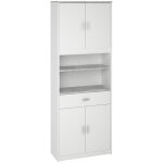 Buffet / meuble de rangement coloris blanc / gris bton - hauteur 180 x longueur 67 x profondeur 31 cm ...