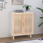 Maison chic - buffet meuble de rangement commode bahut blanc 60x30x70 cm bois de pin massif et rotin ...