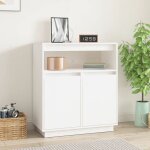 Maison chic - buffet meuble de rangement commode bahut blanc 70x34x80 cm bois massif de pin 46720
