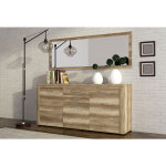 Buffet, meuble de rangement avec miroir coloris ch�ne vieilli - pegane -