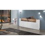 Placard dgerl, buffet de cuisine  4 portes, buffet de salon, 100% made in italy, 200x45h86 cm, blanc ...