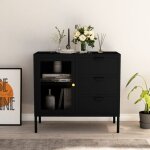 Vidaxl - buffet noir 75x35x70 cm acier et verre tremp