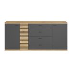 Buffet - norris - en panneaux de particules - chene blond / gris anthracite - 3 portes - 3 tiroirs - ...