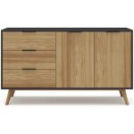 Buffet en pin massif dcor cir naturel et noir, meuble de rangement - longueur 140 x profondeur 40 x ...