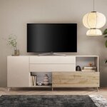 Toscohome - buffet avec portes et compartiments ouverts couleur cachemire et cadix 240cm - marion