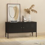 [en. casa] - buffet pyht�� � 2 portes acier 118 x 40 x 60 cm noir mat