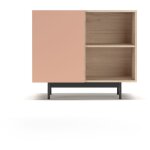 Buffet de rangement bas en mlamine, collection printed, avec 1 porte, couleur chne clair et rose