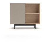 Buffet de rangement bas en mlamine, collection printed, avec 1 porte, couleur chne clair et taupe