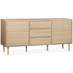 Buffet de rangement dcor bois - mika - 2 niveaux. 2 portes. 3 tiroirs. buffet bas. l 160 x l 40 x h ...