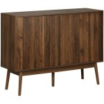 Buffet de rangement d�cor bois de noyer. 2 portes coulissantes. buffet haut. vaisselier. l 115 x l 39. ...