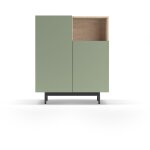 Buffet de rangement en mlamine, collection printed, avec 2 portes, couleur chne clair - vert