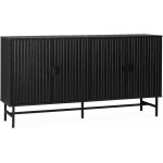 Sweeek - buffet de rangement noir. bazalt. quatre portes. deux tagres. buffet haut. vaisselier. l 157. ...