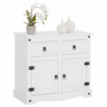 Buffet salle  manger rural l 87 cm en bois massif - blanc