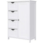 Acaza - buffet de salle de bain en bois avec 4 tiroirs, porte d'armoire, tagre rglable, salon, cuisine, ...