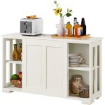 Buffet de salle à manger design, Étagère réglable, 2 portes coulissants, meuble commode de rangement ... Buffet de salle à manger design, Étagère réglable, 2 portes coulissants, meuble commode de rangement ...