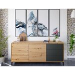 Abitare - buffet 154x41x74 cm ch�ne nordique et gris anthracite ? mineo