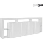 Buffet de salon 4 portes grand bahut 220x40x80 design moderne towyn - blanc brillant