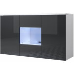 Muebles bonitos - buffet de salon bas 3 portes 2 tagres vitrine avec led 120x70x40cm meuble suspendu ...
