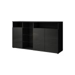 Lettiemobili - buffet de salon bas 3 portes avec led 150x82x40cm meuble de rangement modle clark l couleur ...