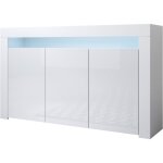 Muebles bonitos - buffet de salon bas 3 portes avec led bleue 155x91, 5x37cm meuble de rangement modle ...