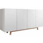 Mb moebel - buffet de salon bas 4 portes 166x79x40cm meuble de rangement mod�le siena couleur blanc finition ...