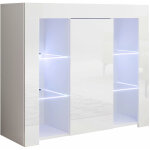 Mb moebel - buffet de salon bas 94x83x35cm meuble de rangement modle lilian couleur blanc finition brillante ...