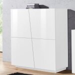 Buffet salon cuisine 120cm 2 portes 4 �tag�res blanc brillant vega home