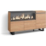 Skraut home - buffet salon et cuisine, meuble de rangement, commode, 160, 3 portes, chemine lectrique ...