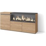 Skraut home - buffet salon et cuisine, meuble de rangement, commode, 160, 3 portes, chemine lectrique ...