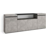 Buffet salon et cuisine, meuble de rangement, commode, 200x75x35cm, 4 portes, meuble chaussure, style ...