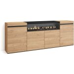 Skraut home - buffet salon et cuisine, meuble de rangement, commode, 200x75x35cm, 4 portes, chemin�e ...
